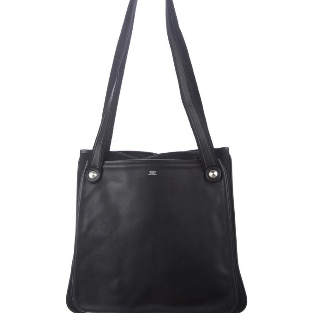 HERMES Mrs. Hippie Black Leather Shoulder Bag